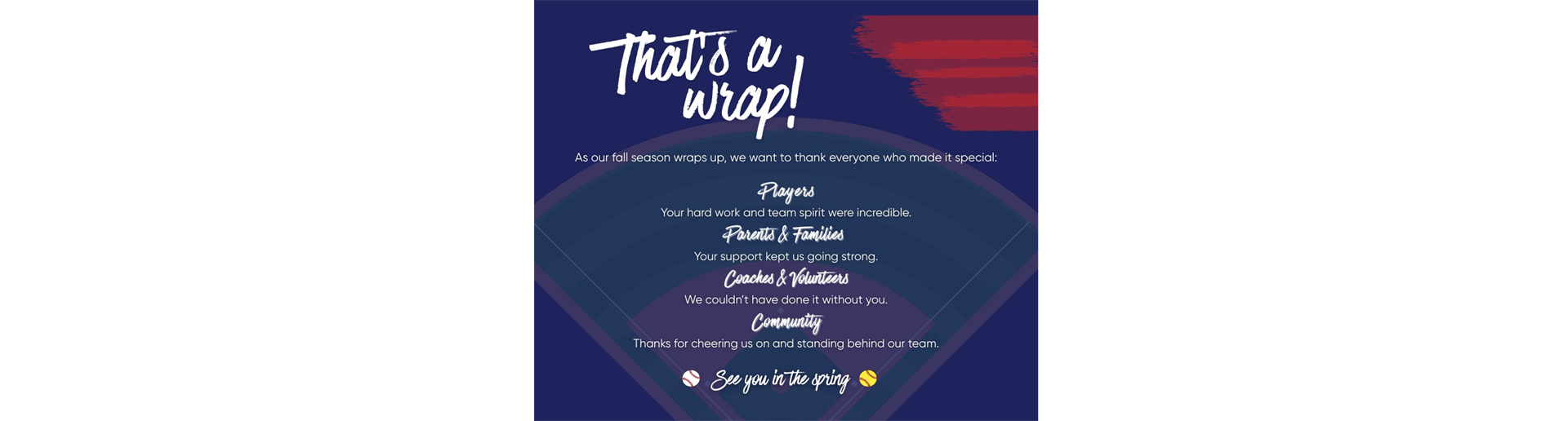 Thank you for a great fall season!